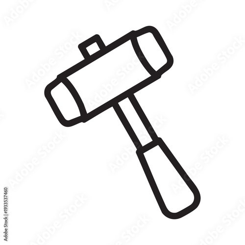 A simple line drawing of a hammer on a plain background from a straightforward angle