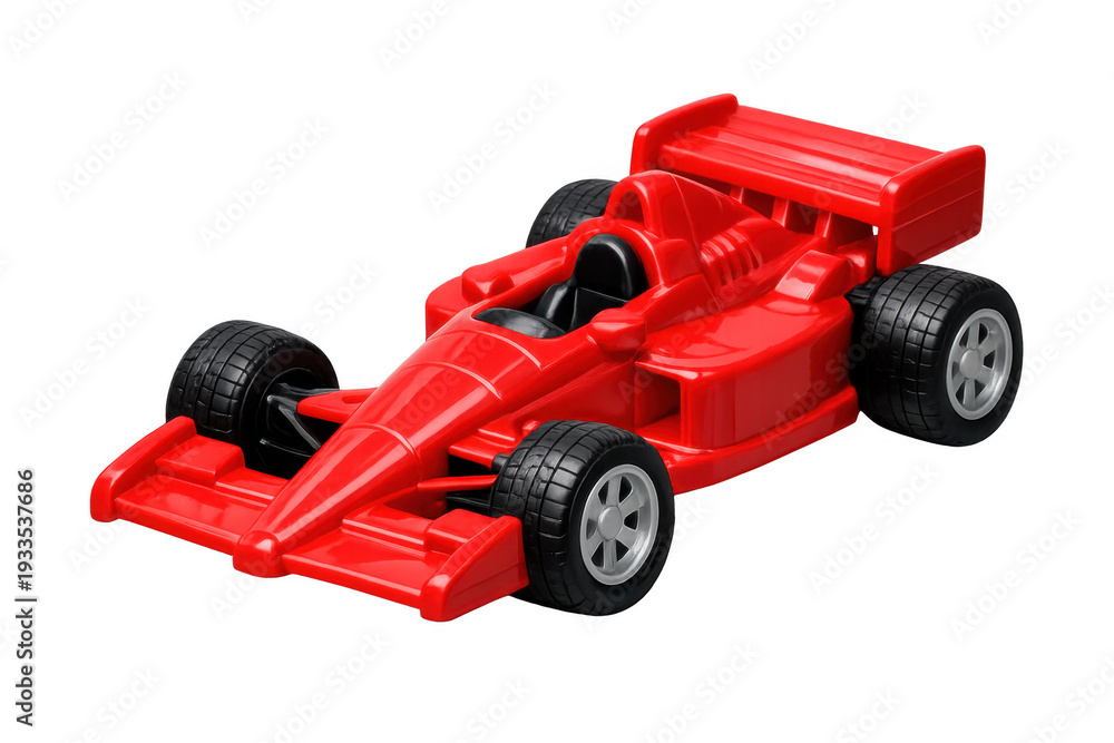 Fototapeta premium Red toy racing car on transparent background