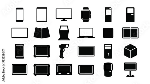 Electronic Devices Icons Set Isolated on White Background