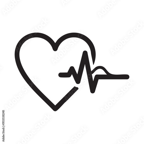 A minimalist illustration of a heart intertwined with a heartbeat line, symbolizing love and health