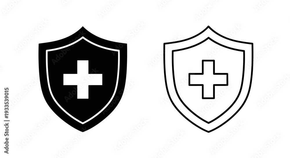 Fototapeta premium Modern shield medical icons set Vector