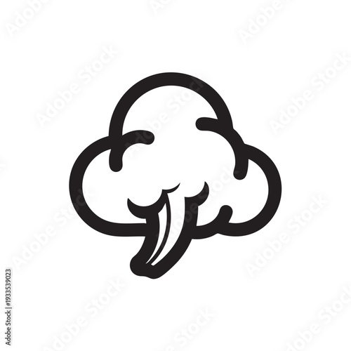 A simple illustration of a tornado cloud with a funnel, depicted from a straightforward viewpoint