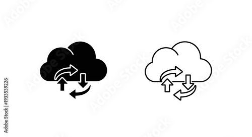 Cloud data sync icons set Vector