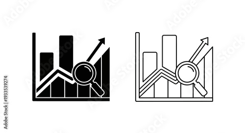Magnifying glass over business graphs Vector