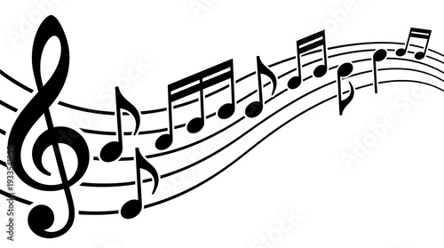 Dynamic Musical Notes and Clef Illustration