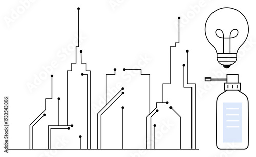 Smart city concept. Smart city with interconnected buildings technology innovation. Smart city ideas for sustainability, urban design, technology startups, and healthcare