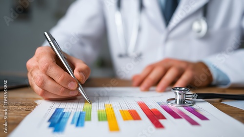 Doctor reviewing rehabilitation progress graph