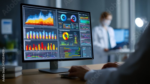 Hospital KPI analytics chart on modern computer screen