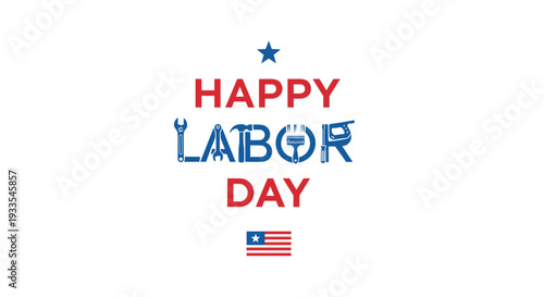 Happy labor day celebration with patriotic colors and flag