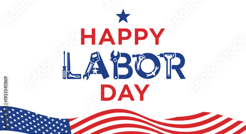 Happy labor day celebration with patriotic design and festive elements