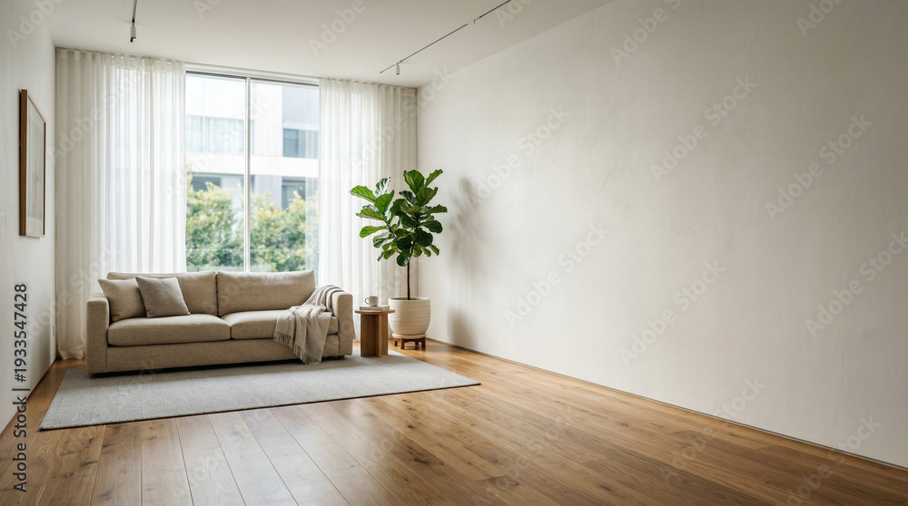 Fototapeta premium modern living room with wooden floor