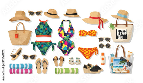 Summer Beachwear and Accessories Collection Display.