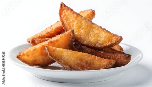 Fried potato on white background
