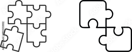 Puzzle piece icon set, jigsaw puzzle parts, connecting jigsaw puzzle, jigsaw puzzle Vector, Puzzle icon set, thin line icons, editable stroke, puzzle game illustration Simple icon puzzle pieces set.