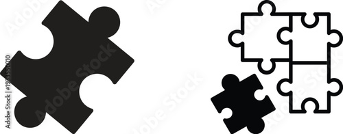 Puzzle piece icon set, jigsaw puzzle parts, connecting jigsaw puzzle, jigsaw puzzle Vector, Puzzle icon set, thin line icons, editable stroke, puzzle game illustration Simple icon puzzle pieces set.