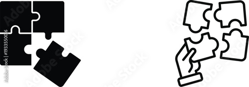 Puzzle piece icon set, jigsaw puzzle parts, connecting jigsaw puzzle, jigsaw puzzle Vector, Puzzle icon set, thin line icons, editable stroke, puzzle game illustration Simple icon puzzle pieces set.