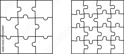 Puzzle piece icon set, jigsaw puzzle parts, connecting jigsaw puzzle, jigsaw puzzle Vector, Puzzle icon set, thin line icons, editable stroke, puzzle game illustration Simple icon puzzle pieces set.