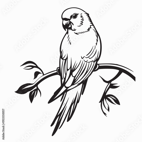 Exotic Parrot Hanging on Tree Branch Vector Design On White Background