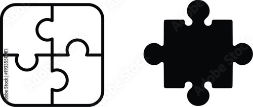 Puzzle piece icon set, jigsaw puzzle parts, connecting jigsaw puzzle, jigsaw puzzle Vector, Puzzle icon set, thin line icons, editable stroke, puzzle game illustration Simple icon puzzle pieces set.