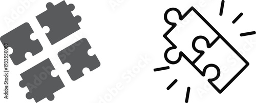 Puzzle piece icon set, jigsaw puzzle parts, connecting jigsaw puzzle, jigsaw puzzle Vector, Puzzle icon set, thin line icons, editable stroke, puzzle game illustration Simple icon puzzle pieces set.