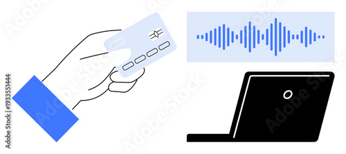 Digital payment. Focus on secure transactions and identity verification through card payments and audio signals. Digital payment enhancing security and transaction reliability. Useful for fintech