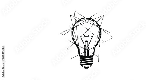 Creative idea lightbulb with geometric shapes and lines, symbolizing innovation and inspiration in a modern conceptual illustration