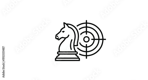 Goal Targeting and Competitive Strategy Icon: Minimalist Chess Piece Illustration