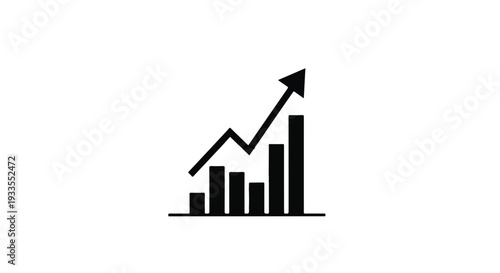 Growing business graph chart with upward trending arrow on white background, symbolizing success and progress in finance and statistics