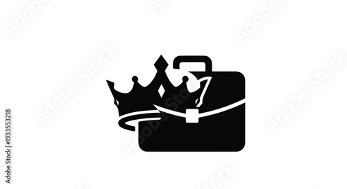 Business success concept with crown on briefcase, symbolizing professional achievement and leadership in corporate setting