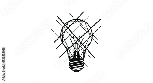 Creative lightbulb idea concept with scribbled lines and shapes on white background for innovation and inspiration