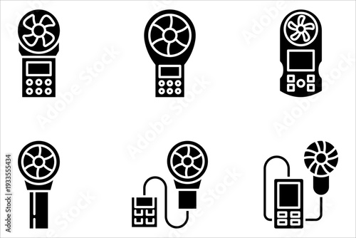Anemometer icon set simple element illustration editable