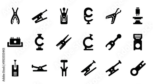 Collection of Laboratory Equipment Icons Representing Science and Research Tools