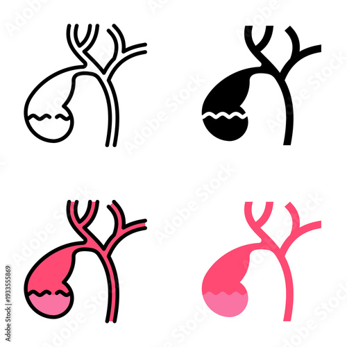 Gallbladder icon collection of various styles for design branding, print and digital media