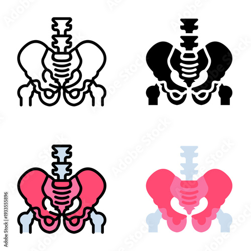 Pelvis icon collection of various styles for design branding, print and digital media