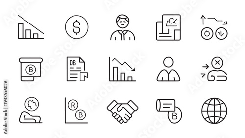 Business and management icons collection in line style.