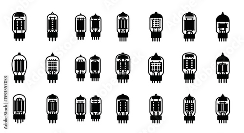 Collection of twenty different vacuum tube icons displayed in a grid pattern