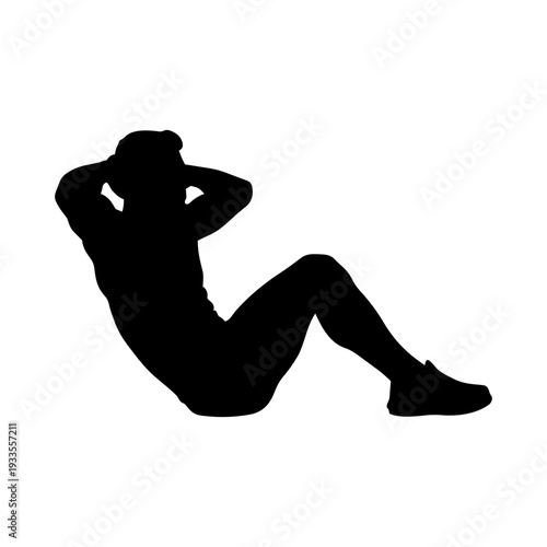 Man doing sit-ups exercise vector illustration silhouette