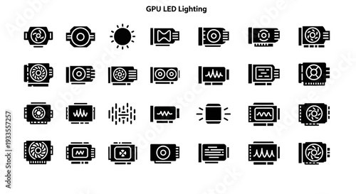 Collection of various GPU and LED lighting icons displayed in a grid arrangement
