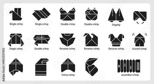 Collection of various clothing items and styles depicted in simple black silhouettes on a plain background