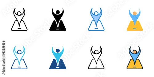 Coaching app icons set multiple style collection. Editable stroke 
