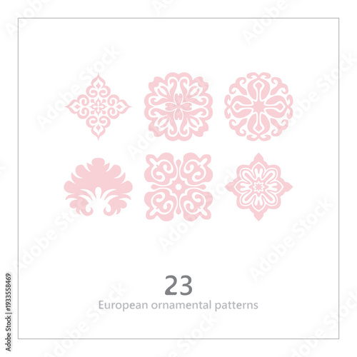Floral pattern, decorative line art, ornamental stripe design