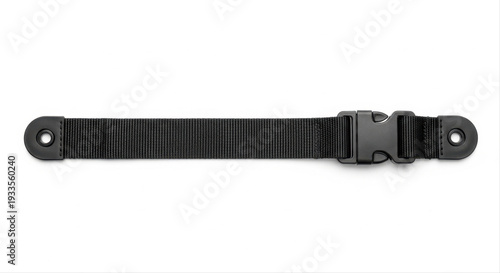 Black strap for furniture attachment, isolated on white background, showcasing durable buckle design and sleek minimalist style