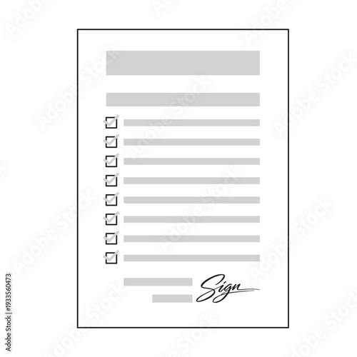 チェック済みの契約書とサインのイラスト