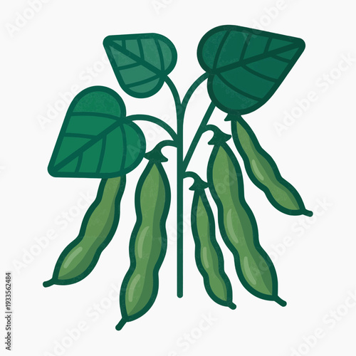 Green pea plant with pods and leaves in a fresh style
