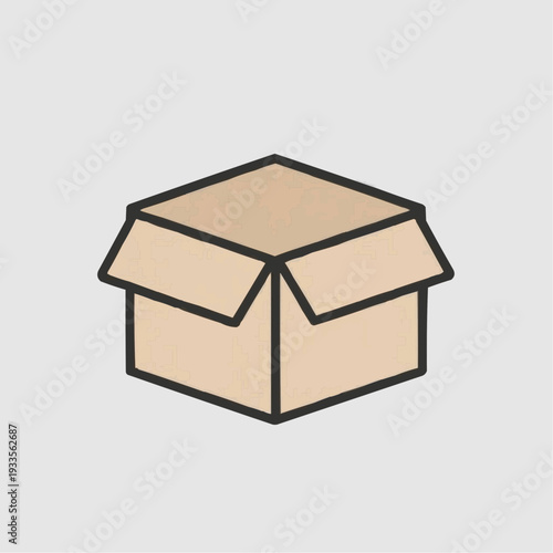 Cardboard box illustration on minimalist background