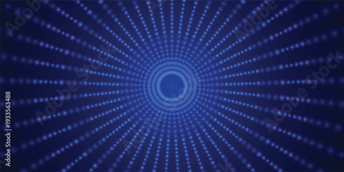 A mesmerizing blue light installation with concentric circles and radial lines