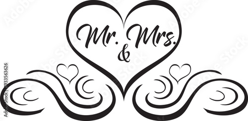 heart scroll Mr and Mrs