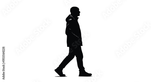Vector Illustration of a Man Walking in Silhouette Against White Background