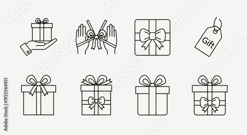 Vector Illustration Gift Boxes with Ribbons and Bows on White Background