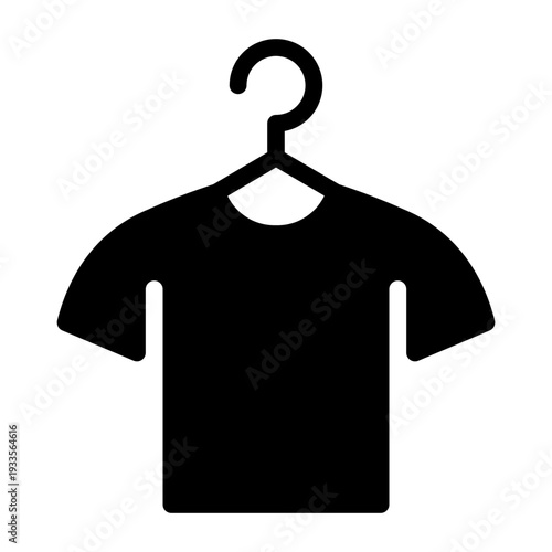 Shirt Hanger Solid Icon, Clothes Hanger Icons Collection, Shirt On Hanger Silhouette.